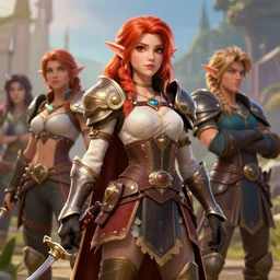 beautiful redhead elf with warrior outfit, clash royal style characters, unreal engine 5, octane render, detailed, cinematografic, cinema 4 d