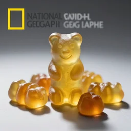 national geographic photo of wild gummy bears. wildlife photography.