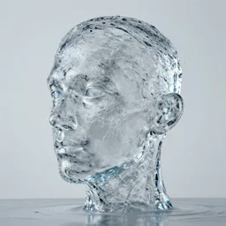water artwork manipulation of a human head, ray tracing, sharp focus, realistic water, long shot