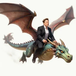 elon musk riding twitter dragon, fantasy art, illustration, epic, fantasyartstation