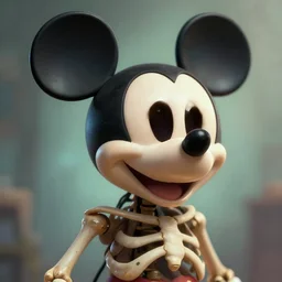 portrait of a skeletor mickey mouse, depth of field, soft focus, highly detailed, intricate, realistic, national geographic cover, soft glow, textured, artstation, concept art, sharp focus, illustration, artgerm, greg rutkowski, earl norem
