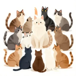9 cats in maine searching for their friend, digital illustration, 4 k,