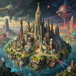 a beautiful very detailed highly detailed industrial architecture city nature monument by albrecht durer, san andreas magic realism architecture island vaporwave cyberpunk thermal imaging studio ghibli cosmic bioshock at dawn vice city dieselpunk scumm bar laser wilderness crystal biopunk tron, archdaily, wallpaper, highly detailed, trending on artstation.