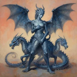 painting of hybrid human!!! and ( ( ( ( dragon ) ) ) ) fused together, intercrossed animal, by zdzislaw beksinski, by lewis jones, by mattias adolfsson, cold hue's, warm tone gradient background, concept art, digital painting