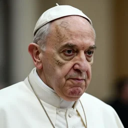 The Pope with tattoos on his face