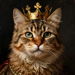 a king cat portrait, renaissance painting style