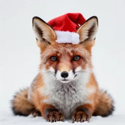 award winning portrait of a fox animal with a red santa claus hat, on the cover of a magazine, Hasselblad photograph, f1.2, elegant highly detailed digital