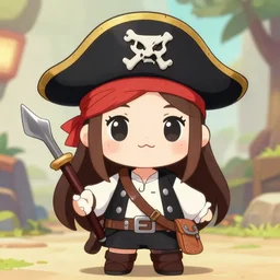 cute anime girl mascot for pirate