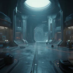 cool sci fi environment, 3 point perspective, Raphael Lacoste