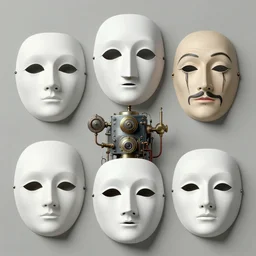 endless masks, maddening forbidden knowledge, strange machine by rene magritte and salvadore dali