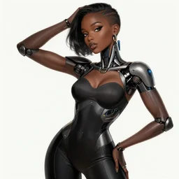 portrait of an absurdly beautiful, graceful, sophisticated, fashionable black cyberpunk mechanoid gravure idol, ultrafine hyperdetailed illustration by irakli nadar, alek wek, matt wisniewski style, marvel comics, intricate linework, ebony skin, neon jellyfish headdress, ivory carved ruff, unreal engine 5 highly rendered, global illumination, radiant light, detailed and intricate environment