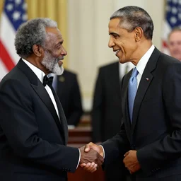 high resolution photograph, photograph of president obama meeting solomon northup and shaking hands, 4 k