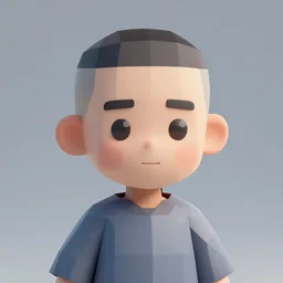 low poly 3 d render of a chinese boy buzz cut