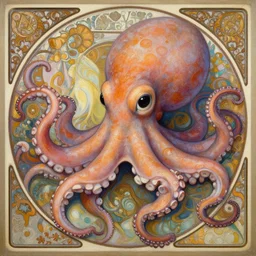 an hyper intricate oil painting of an anthropomorphic cute little octopus!!!!!, hyper detailed hair flowing down, excellent composition, by yoshitaka amano, by greg rutkowski, by alphonse mucha, by rhads, by ross tran, trending on artstation