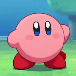 Kirby, in the style of Jim Davis, digital art