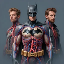 portrait of batman comprised entirely of arteries and veins. digital art by eugene de blaas, ross tran, and nasreddine dinet, vibrant color scheme, intricately detailed, in the style of romanticism. artstation, greg rutkowski
