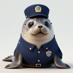 A cute seal shown in navy uniform, digital art, extremely detailed, portrait