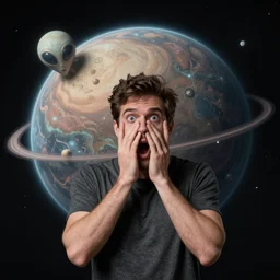 a man astonished by an alien planet, digital art, matte, trending on artstation