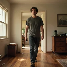 gopro pov of a man walking in his house