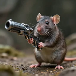 portrait of small bipedal rat!! wielding shooting sci - fi fantasy alien gun, cinematic, portrait, macro, from the new sci - fi adventure movie, 8 k, f 1. 8