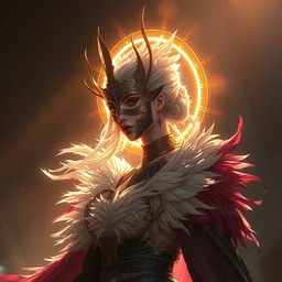art by artgerm and greg rutkowski and ruan jia. a lonely elegant and grace female boss in elden ring. magic card art. sunny. rim light!! corona. renaissance noble costume, masked!! feathers, sharp edges, stage light. shining, sense of awe. delicate features. alluring. poster style, ultra realistic. ultra clear detailed