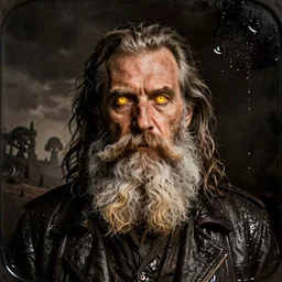 wet plate photography, old karl urban long beard, hairy, glowing eyes, beksinski, giger