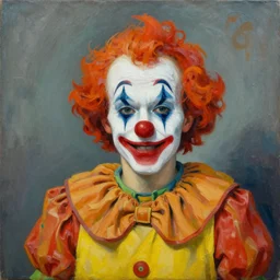 a painting of a clown, by george luks