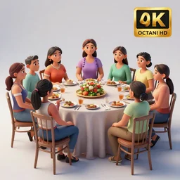 A large latina family reunion, photorealistic, 3d render, award winning render, unreal engine, octane render, studio lighting, 8k, hd
