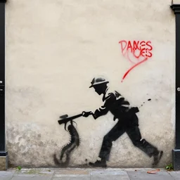 banksy graffiti showing the dangers of ai