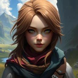 a portrait of a character in a scenic landscape, highly detailed, digital painting, artstation, concept art, sharp focus, medium long shot, by ross tran, mary jane ansell, anna dittmann, andreas rocha