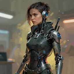 cyberpunk female cyborg, concept art by jama jurabaev, cinematic shot, trending on artstation, high quality, brush stroke