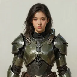 a professional painting of an attractive young female clothed in military armor, olive skin, long dark hair, beautiful bone structure, symmetrical facial features, intricate, elegant, digital painting, concept art, smooth, sharp focus, illustration, from Halo by Ruan Jia and Mandy Jurgens and Artgerm and William-Adolphe Bouguerea