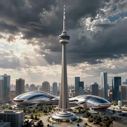 futuristic toronto concept sketch, syd mead