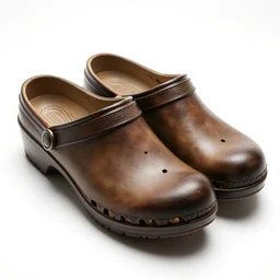 baroque clogs, high detail macro photography, isolated on a pure white background, centered, entire object in frame, sharp focus, soft studio lighting