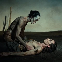 the creature that told me when to die, film still from the movie directed by Denis Villeneuve with art direction by Salvador Dalí, wide lens