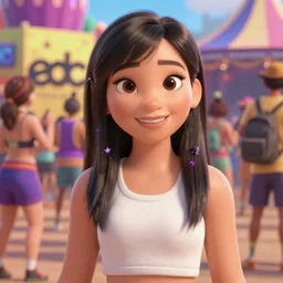 pixar movie still of a young woman jessica alba as an edc rave angel girl, octane render, anime, trending on artstation, unreal engine, volumetric lighting, concept art,