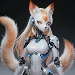 A portrait of a beautiful cybernetic kitsune woman, trending on artstation, digital art, by Stanley Artgerm Lau, WLOP, Rossdraws, James Jean, Andrei Riabovitchev, Marc Simonetti, Yoshitaka Amano