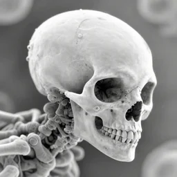 skull, insectoid alien live form, electron microscope image