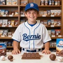 Bernie's in the middle of chocolate and baseball love