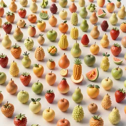 super detailed color art, a lot of small fruits, A multiverse of fruits, unreal engine, wes anderson color palette, 3d render, colorful, digital art