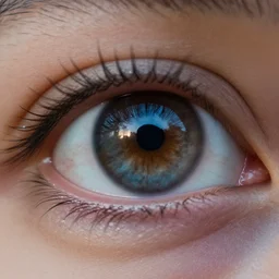 close - up of eye with reflection of milky way inside, macro photography