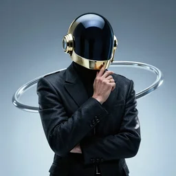 Daft Punk pondering his Orb, retrofuturistic