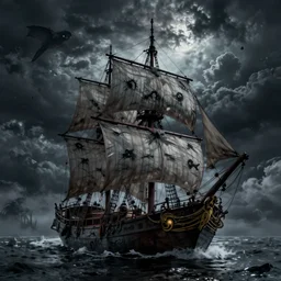 a haunted sailboat, spooky, fantasy art, d & d art, horror illustration