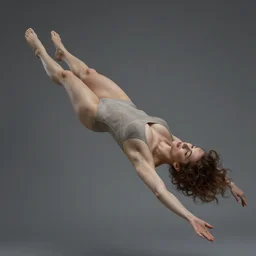 woman floating in the air, hyperdetailed, realistic