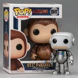 monkey bear robot funko pop, photorealistic, highly detailed