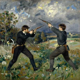 jango fetts gun spin goes wrong by pierre - auguste renoir