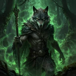 a werewolf cult, fantasy art, highly detailed, sickly green aura, highly detailed art
