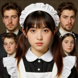 symmetric beautiful face, orientalism portrait of a cute young maid with twin tails by Edwin Longsden Long and Theodore Ralli and Nasreddine Dinet and Adam Styk masterful intricate artwork