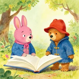 pippi and paddington bear in a book illustrated by helen oxonbury