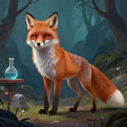 a fox scientist, art, fantasy
